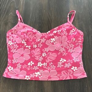 PINK FLORAL CROP TANK SIZE XS (2) TEEN